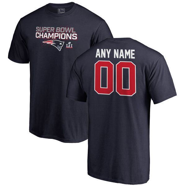 New England Patriots Pro Line by Fanatics Branded Super Bowl LI Champions Personalized T-Shirt - Navy